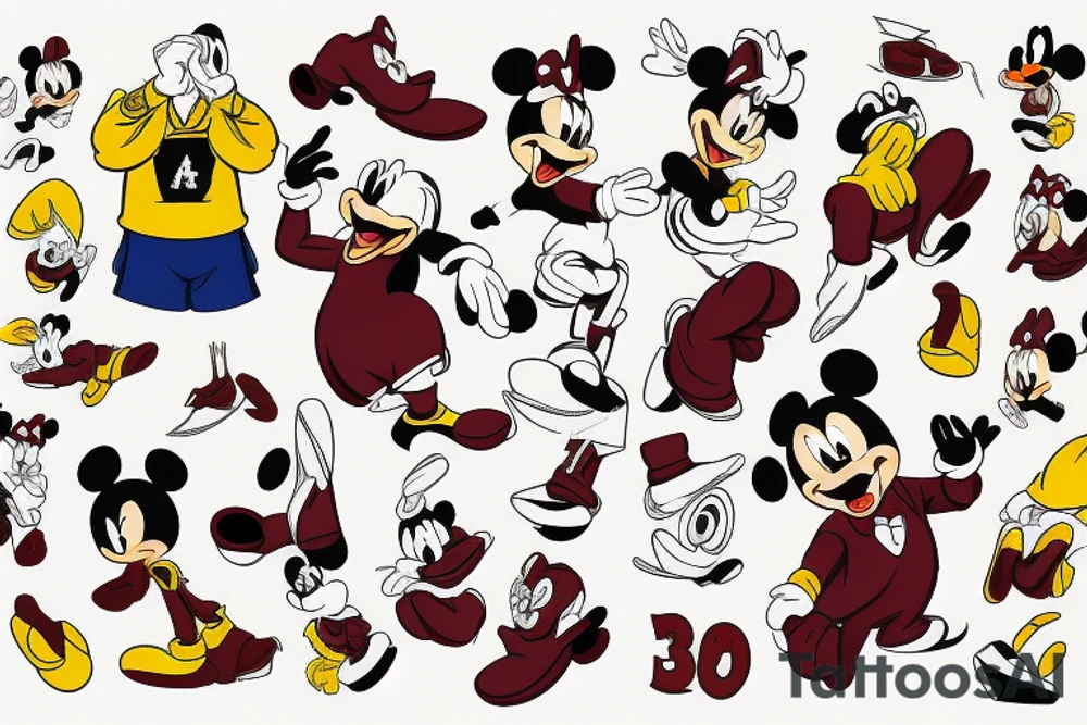 The 8 with maroon and yellow, Disney world, texas a&m tattoo idea