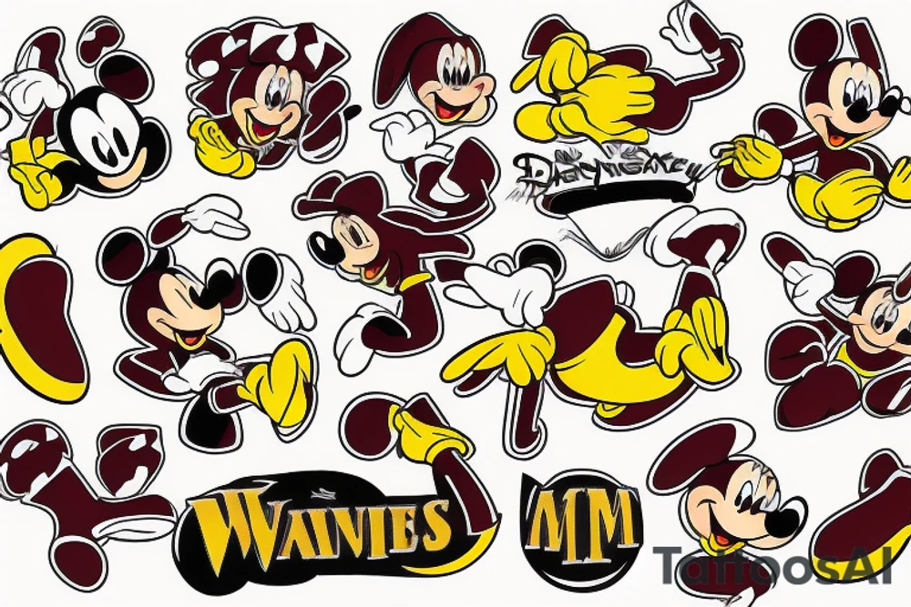 The 8 with maroon and yellow, Disney world, texas a&m tattoo idea