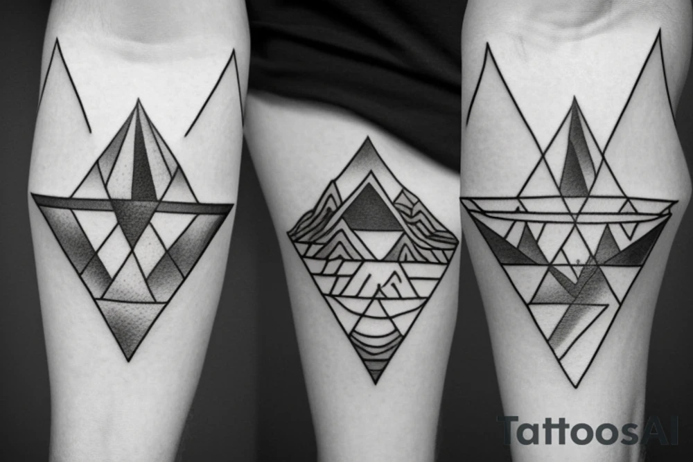 two triangles pointed towards each other with a mountain in the top triangle and a valley in the bottom triangle tattoo idea