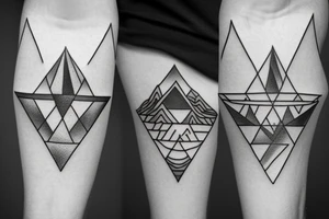 two triangles pointed towards each other with a mountain in the top triangle and a valley in the bottom triangle tattoo idea