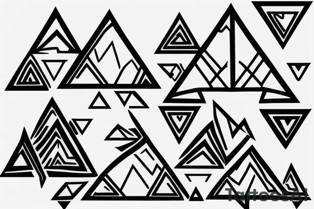 two triangles pointed towards each other with a mountain in the top triangle and a valley in the bottom triangle tattoo idea