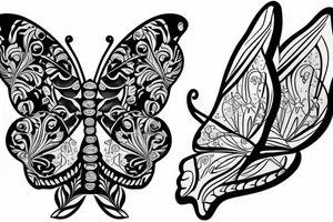 Butterfly with orcas around and tulip tattoo idea