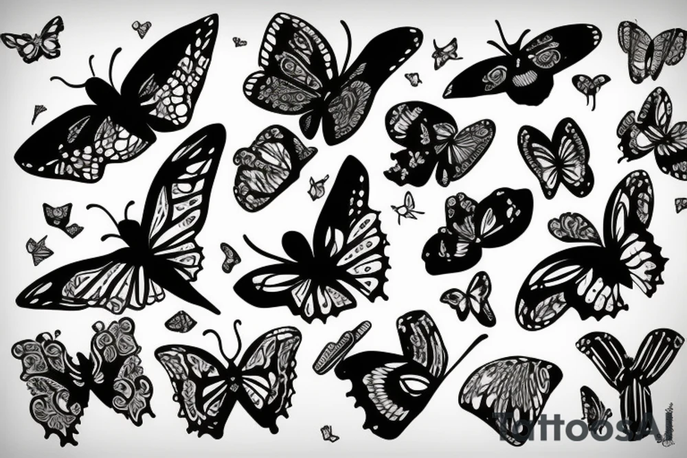 Butterfly with orcas around tattoo idea
