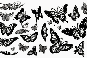 Butterfly with orcas around tattoo idea