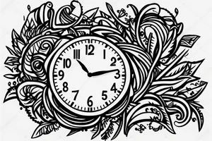 A shoulder tattoo of a clock wrapped in wreath tattoo idea