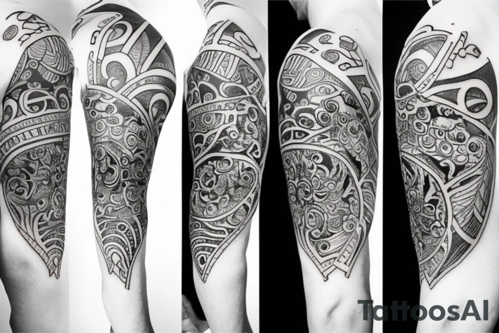 A shoulder tattoo of a clock wrapped in wreath tattoo idea