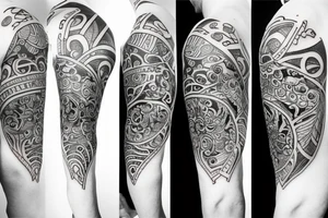 A shoulder tattoo of a clock wrapped in wreath tattoo idea