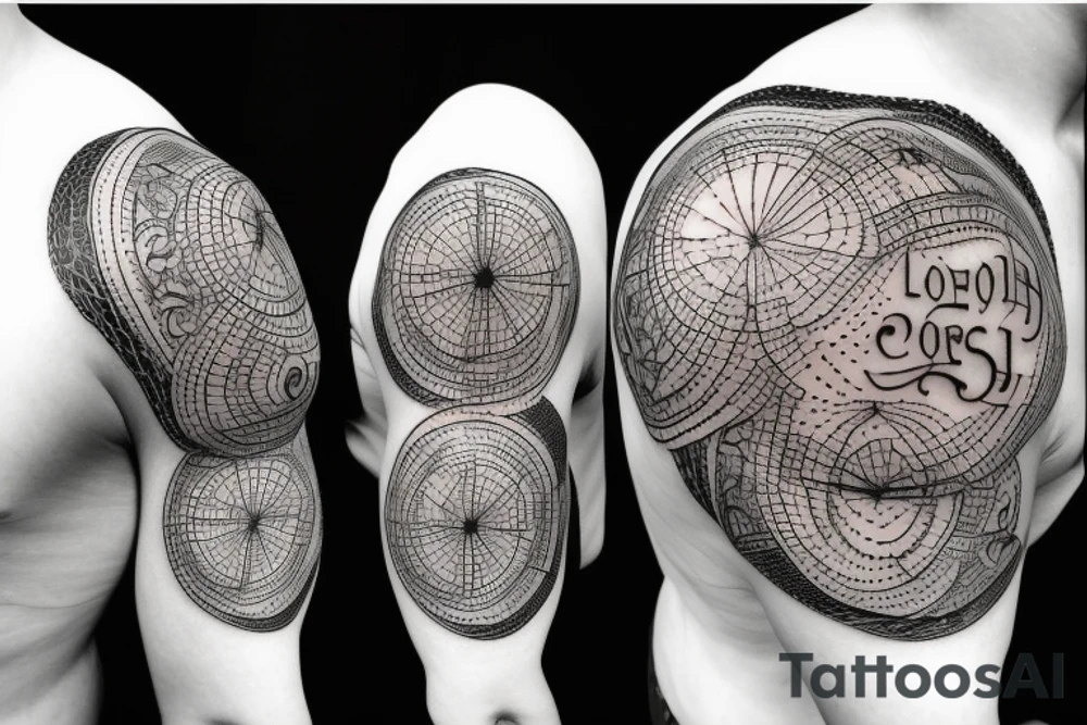 A minimalist shoulder tattoo of a clock wrapped in wreath tattoo idea