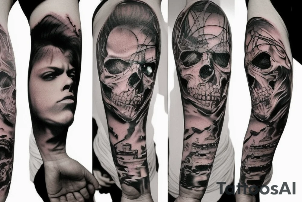Metallica tattoo with blood and skulls tattoo idea