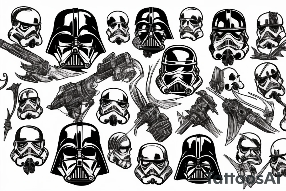 dark realistic star wars dungeons and dragons skulls tattoo idea