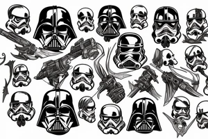 dark realistic star wars dungeons and dragons skulls tattoo idea