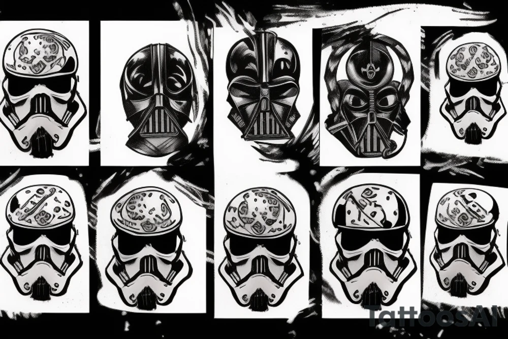 dark realistic star wars dungeons and dragons skulls tattoo idea