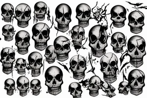 dark realistic 
 skulls tattoo idea