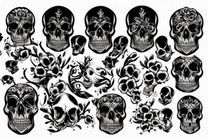dark realistic 
 skulls tattoo idea