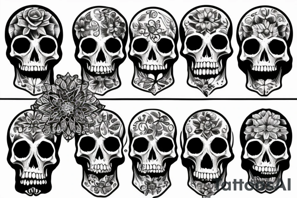 dark realistic 
 skulls tattoo idea