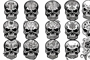 dark realistic 
 skulls tattoo idea