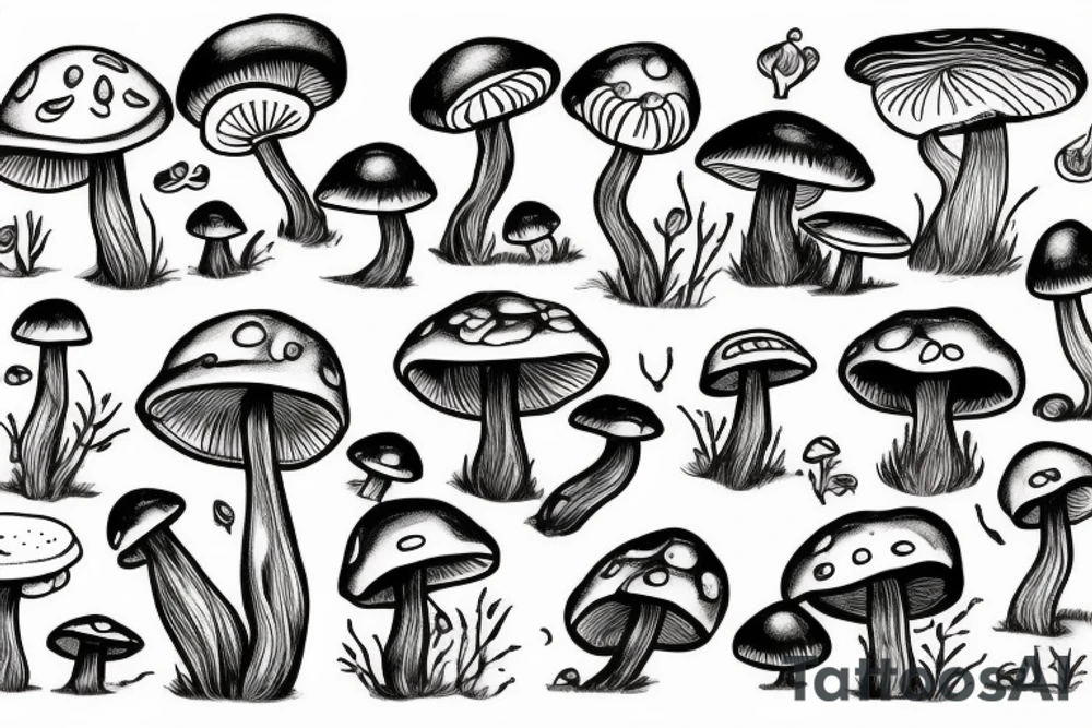 mushroom man tattoo idea