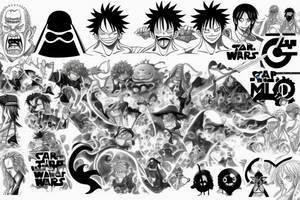 One piece, lord of the rings, Yu Yu hakusho, Star Wars, tattoo idea