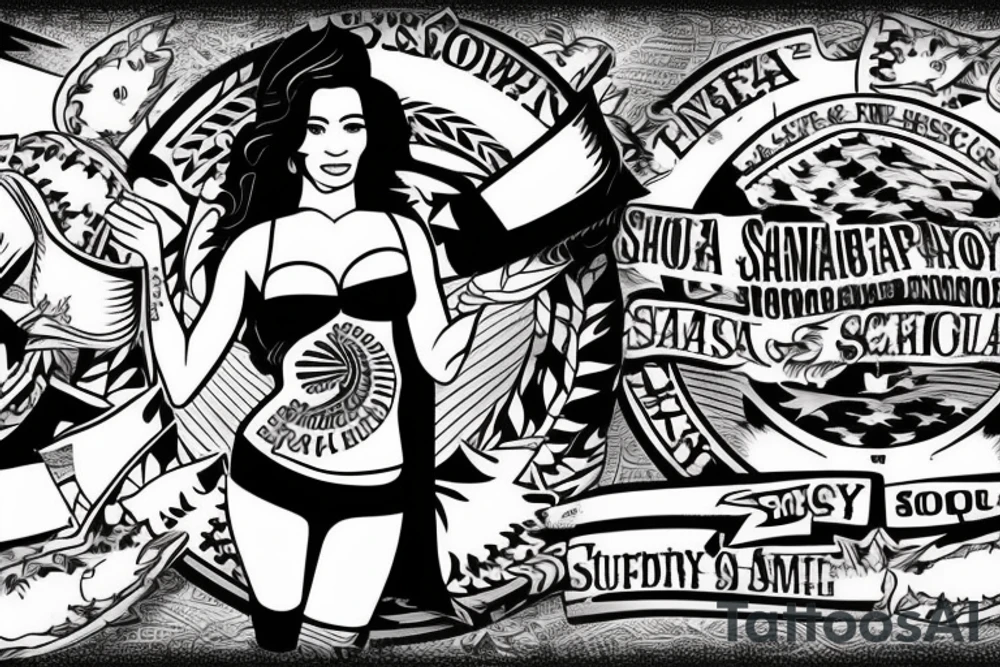 Lady salutes the flag of Samoa tattoo idea