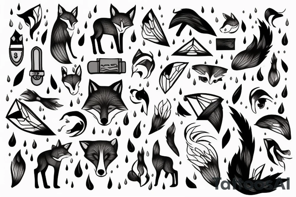 Rain with a fox with knife tattoo idea