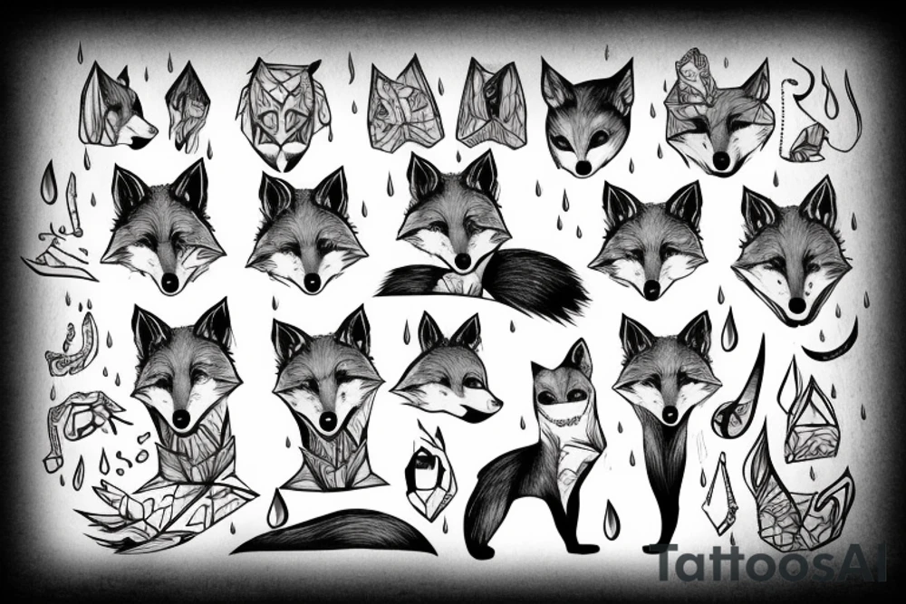 Rain with a fox with knife tattoo idea