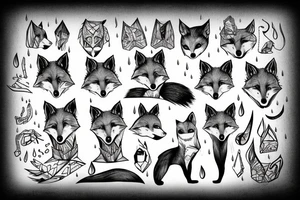 Rain with a fox with knife tattoo idea