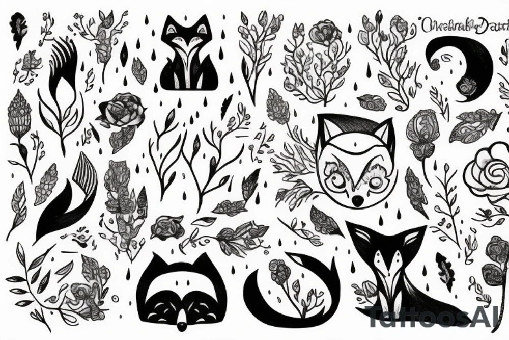 Fox under rain tattoo idea