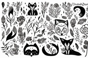 Fox under rain tattoo idea