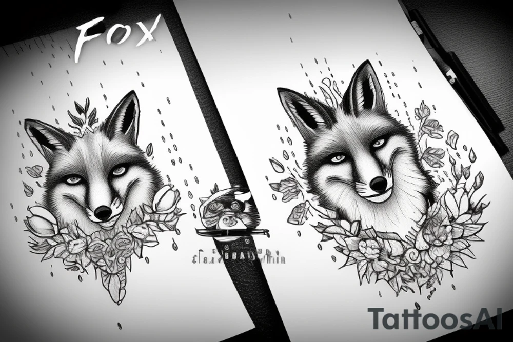 Fox under rain tattoo idea