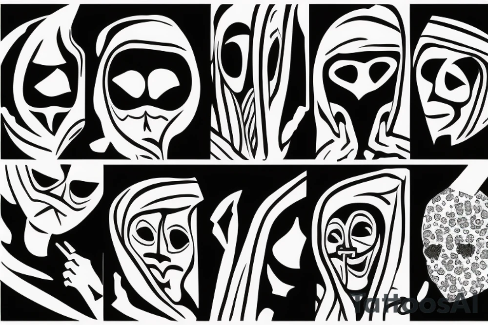 Alone man in a hood under rain tattoo idea