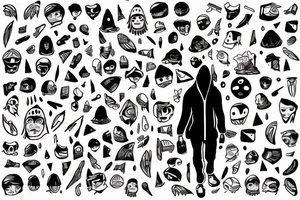 Alone man in a hood under rain tattoo idea