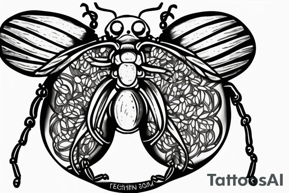 Beetle with eyes and wings out tattoo idea