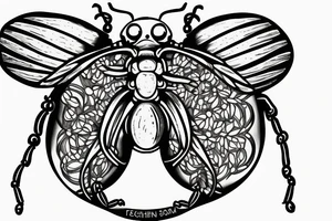 Beetle with eyes and wings out tattoo idea