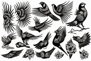 Summer freedom bird tattoo idea