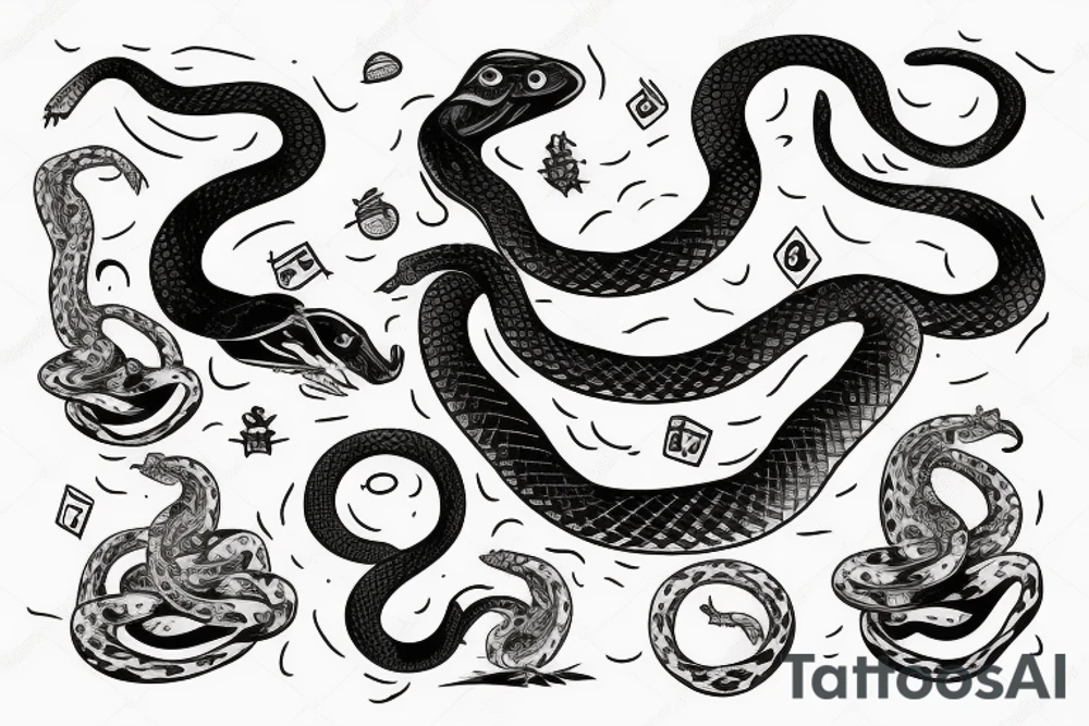 a snake sitting on the moon - month tattoo idea