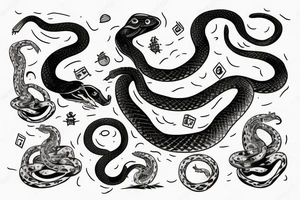a snake sitting on the moon - month tattoo idea