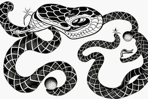 a snake sitting on the moon - month tattoo idea
