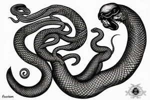 the snake wraps its tail around the moon tattoo idea