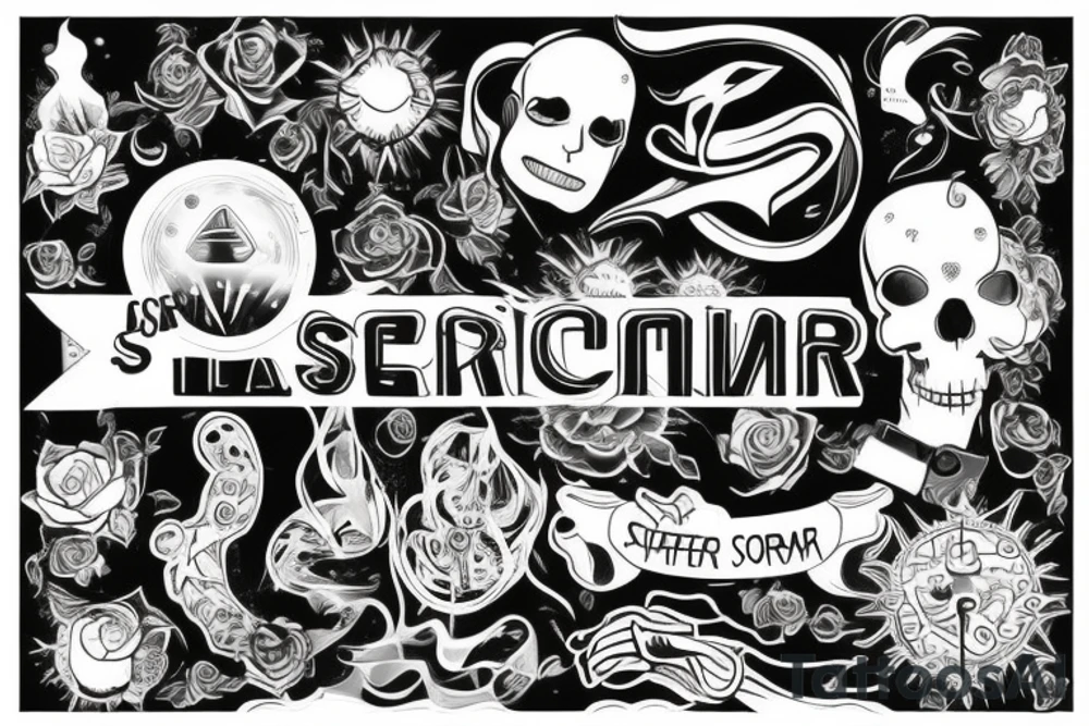 Sistema solar con el nombre de Asier integrado tattoo idea