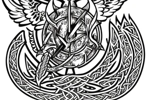 Family crest with Viking shield and Bjugan as the name and phoenix tattoo idea