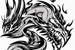 dragon fight eagle, fly in the sky tattoo idea