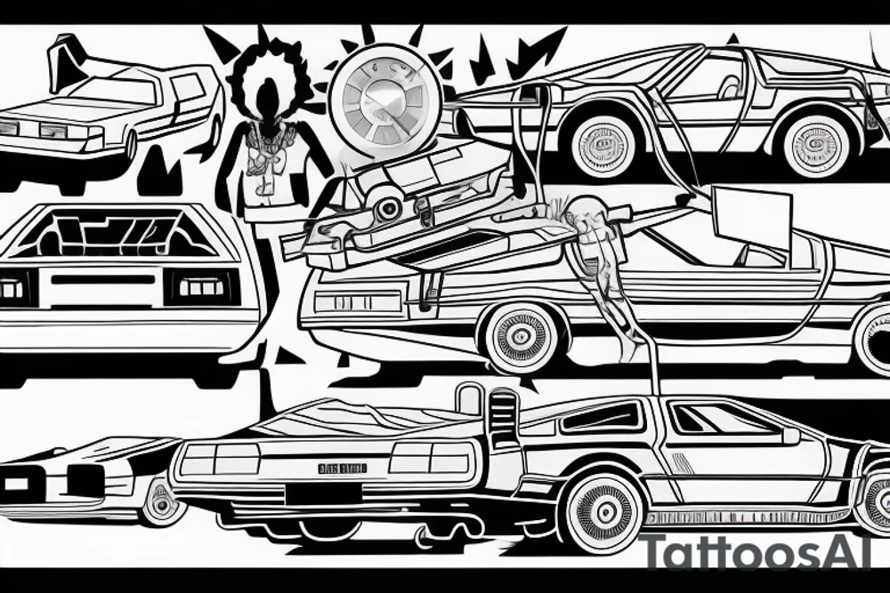 Delorean and  Retrowave tattoo idea