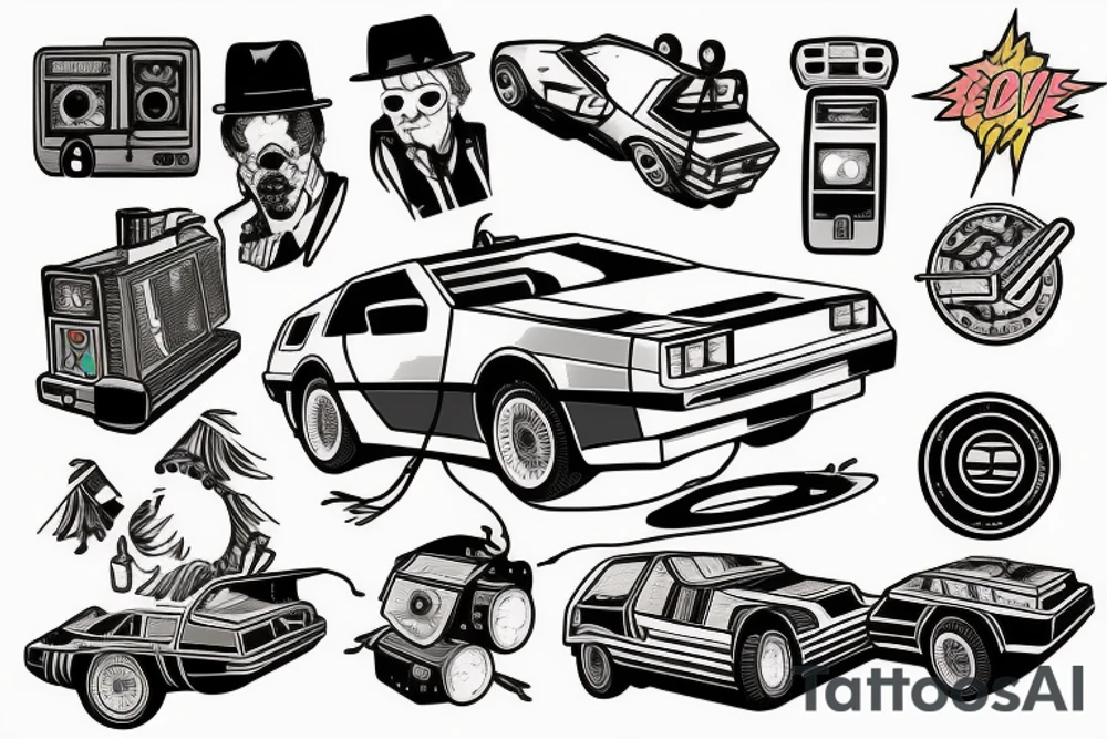 Delorean and  Retrowave tattoo idea