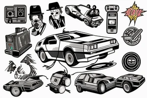 Delorean and  Retrowave tattoo idea