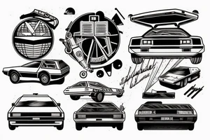 Delorean and  Retrowave tattoo idea