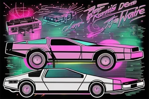 Delorean and  Retrowave tattoo idea