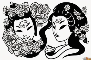 Geisha holding a baby tattoo idea