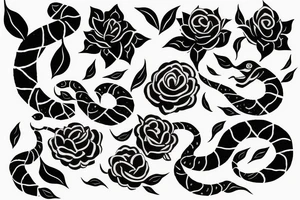 snake with flower petals tattoo idea