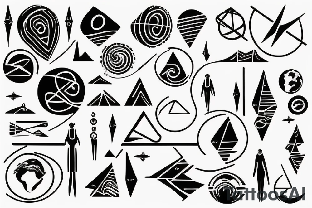 World travel with simple abstract asymmetrical fine lines defining the circle of the earth tattoo idea