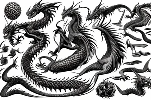 red dragon from dungeons and dragons with nest that has one dragon egg tattoo idea